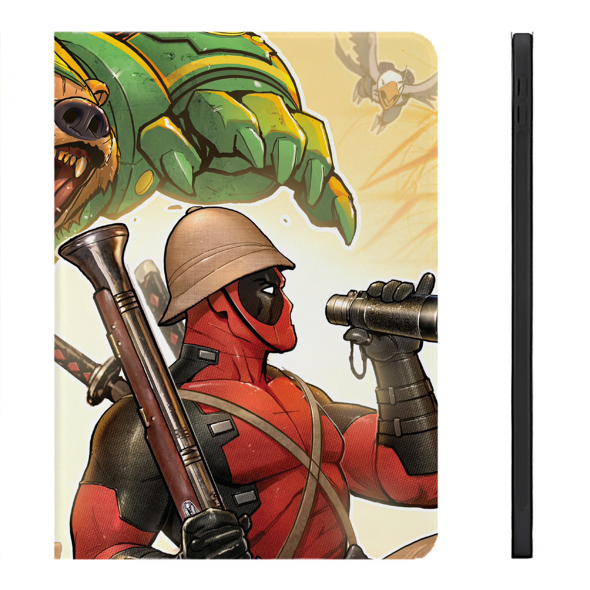 （画像用） Deadpool デッドプール IPadケース ペンホルダー付き ブックスタイルデザイン